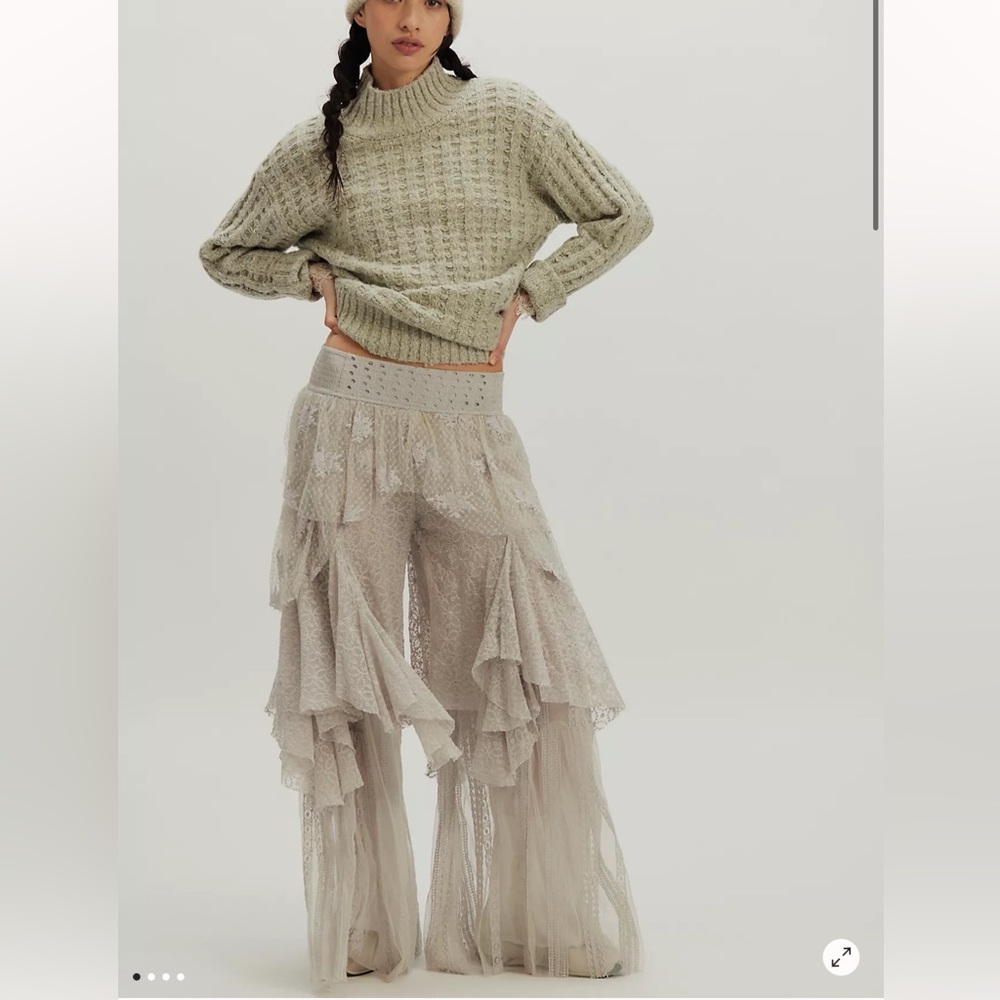 Free People FP ONE Florence Tiered Ruffles Fairy Lace Ethereal Pants XS - Picture 2 of 8